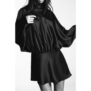 ZARA SHORT SATIN FOULARD DRESS